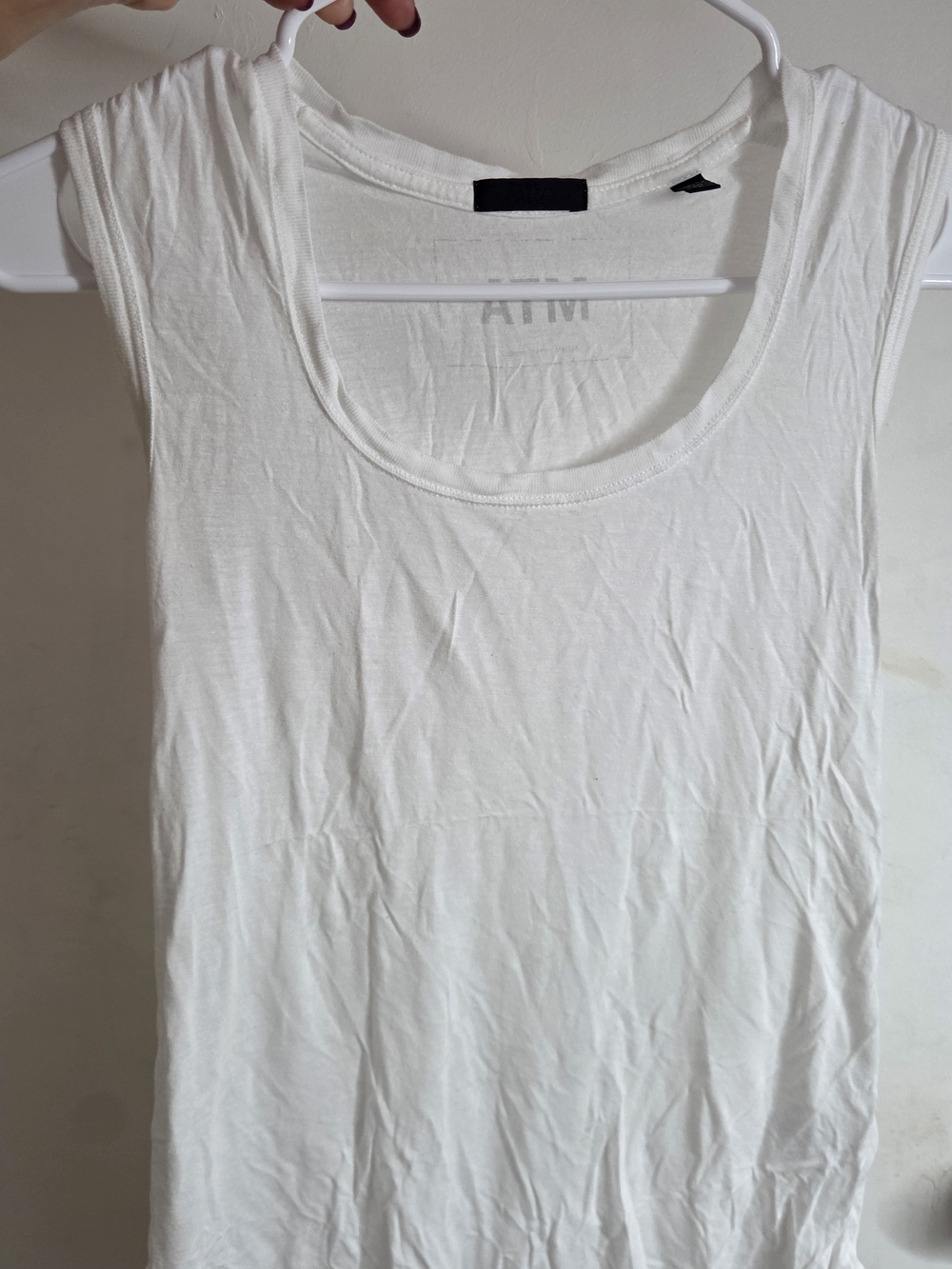ATM Anthony Thomas Melillo White Premium Cotton Scoop Neck Tank Top Size XS